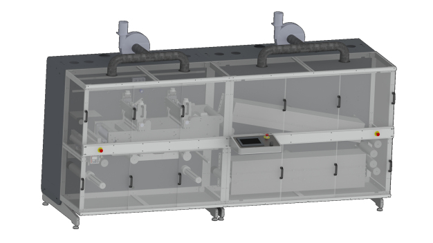 Die 300R2RCompact F&E-Plattform, in die sich die Reinigungslösung problemlos integrieren lässt, ermöglicht eine Vielzahl von Rolle-zu-Rolle-Beschichtungs- und Druckexperimenten. Sie unterstützt das Upscaling von Laborversuchen auf kleine Produktionsserien. (Bildquelle: Sciprios GmbH)