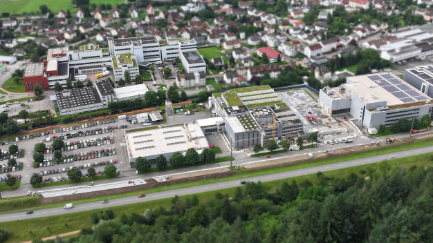 The Endress+Hauser site in Maulburg from above. The photo was taken in July 2024