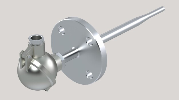 Da sich das neue Angebot an hotcontrol-Schutzarmaturen über alle DIN-Formen erstreckt, kann der Kunde wählen zwischen Schutzrohren aus Stahl oder Edelstahl, mit verschiedenen Längen, Durchmessern und Geometrien sowie für die Flansch-, Einschraub- oder Schweißmontage. Im Bild eine Schutzarmatur der Bauform 3F. (Bild: Hotset GmbH)