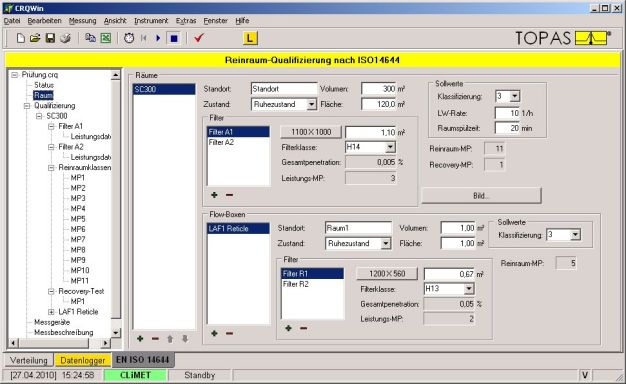 Leistungsstarke Software CRQWin zur Validierung von Reinräumen