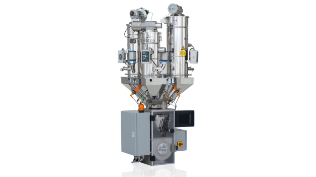 GRAVICOLOR 110 med – Die FDA-konforme Lösung für das Dosieren & Mischen von Kunststoffgranulat für die Medizin- und Pharmaindustrie. (motan Gruppe) / GRAVICOLOR 110 med – The FDA-compliant solution for dosing and mixing plastic granulate for the medical and pharmaceutical industry. (motan group)