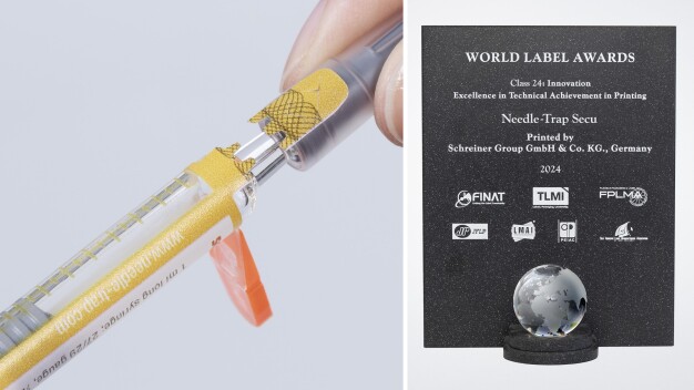 Das mit dem World Label Award ausgezeichnete Needle-Trap Secu setzt neue Maßstäbe in der Verbindung von Sicherheit, Effizienz und Nachhaltigkeit. © Schreiner Group / Awarded the World Label Award, Needle-Trap Secu sets new benchmarks in terms of combining safety, efficiency, and sustainability. © Schreiner Group